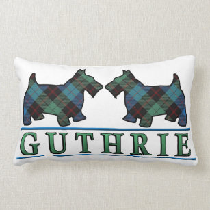 Scottish Clan Guthrie Tartan Scottie Dogs Lumbar Pillow