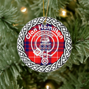 Scottish Clan Hamilton Tartan and Crest Ceramic Ornament