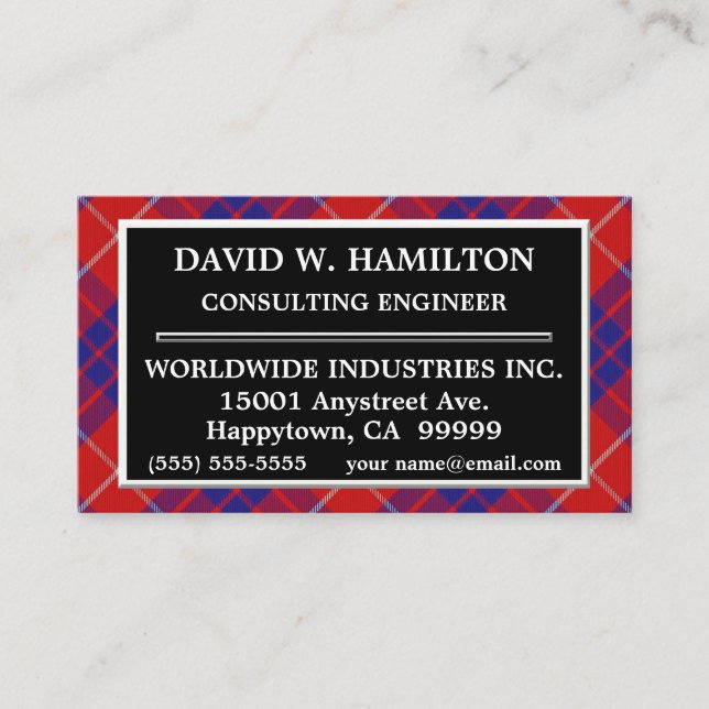Scottish Clan Hamilton Tartan Plaid Business Card (Front)