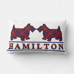 Scottish Clan Hamilton Tartan Scottie Dogs Lumbar Pillow