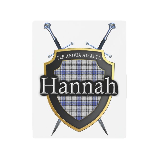 Scottish Clan Hannah Hannay Tartan Accents Metal Print (Front)