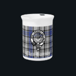 Scottish Clan Hannay Crest Badge and Tartan Custom Beverage Pitcher<br><div class="desc">Scottish Clan Hannay tartan plaid pattern with Clan Hannay crest badge and custom text block in white Old English font</div>