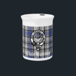 Scottish Clan Hannay Crest Badge and Tartan Custom Beverage Pitcher<br><div class="desc">Scottish Clan Hannay tartan plaid pattern with Clan Hannay crest badge and custom text block in white Old English font</div>