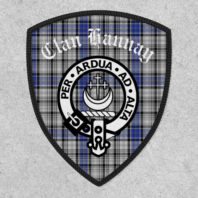 Scottish Clan Hannay Crest Badge  Tartan Iron On (Front)