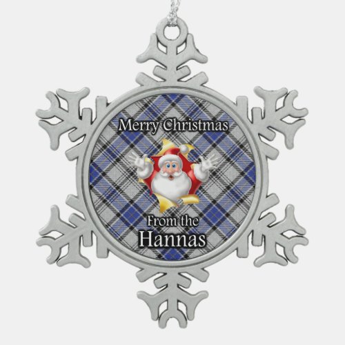 Scottish Clan Hannay Hanna Tartan Christmas Snowflake Pewter Christmas Ornament