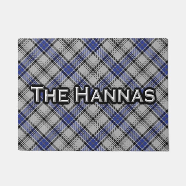 Scottish Clan Hannay Hanna Tartan Welcome Mat (Front)