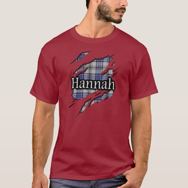 Scottish Clan Hannay Hannah Tartan Spirit T-Shirt (Front)