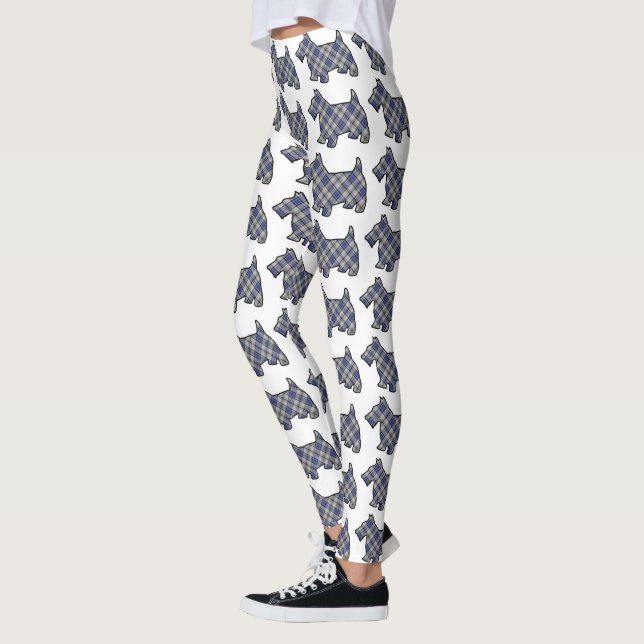 Scottish Clan Hannay Tartan Scottie Dogs Leggings (Left)
