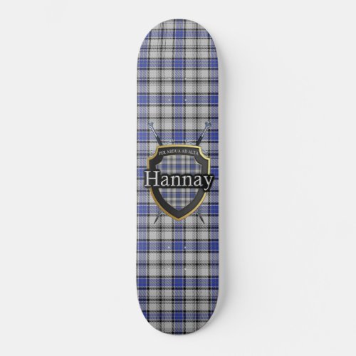 Scottish Clan Hannay Tartan Shield Skateboard