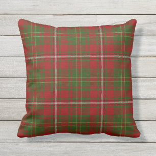 Scottish Clan Hay Red Green Tartan Outdoor Pillow