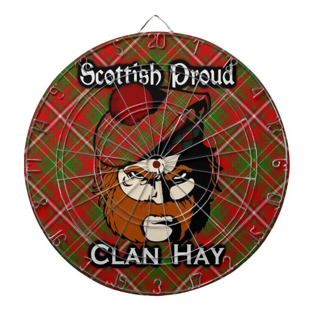 Scottish Clan Hay Tartan Dartboard With Darts (Front)