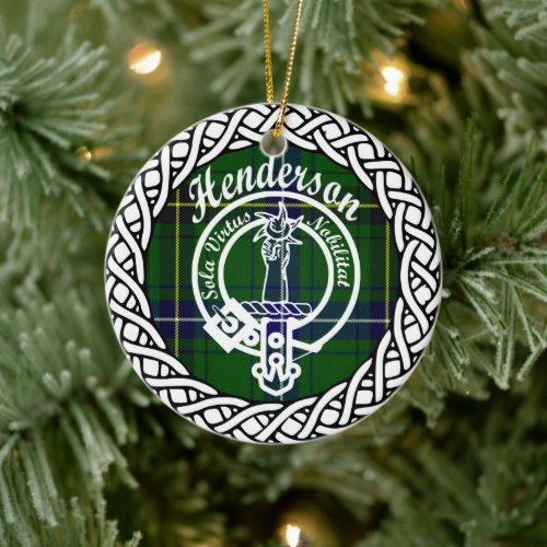Scottish Clan Henderson Tartan and Crest Ceramic Ornament