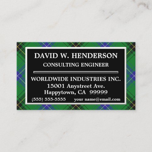 Scottish Clan Henderson Tartan Plaid Business Card