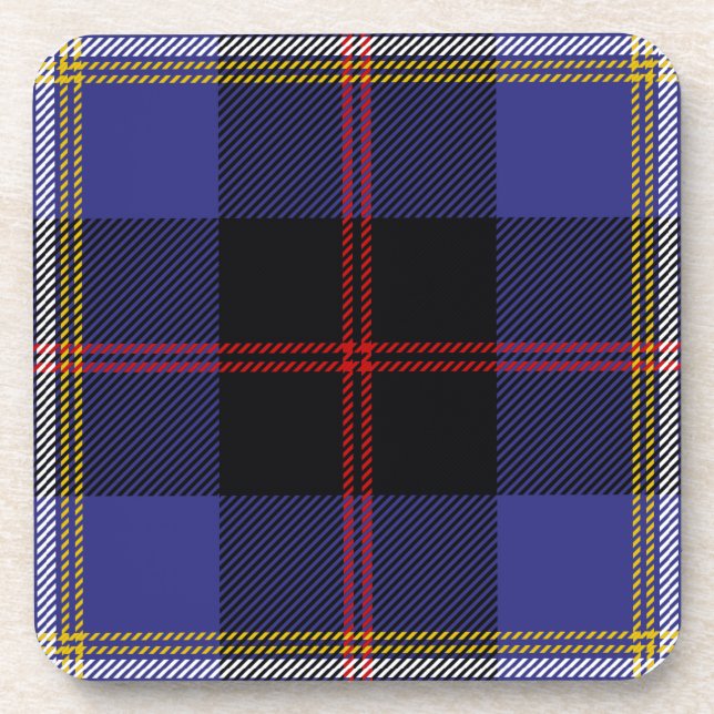 Scottish Clan Hill Tartan Plaid Beverage Coaster (Front)
