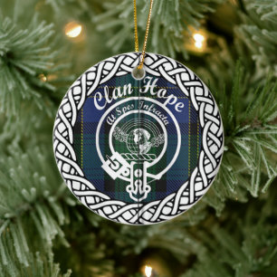 Scottish Clan Hope Tartan and Crest Ceramic Ornament