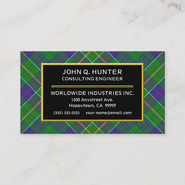 Scottish Clan Hunter Tartan Plaid Business Card (Front)