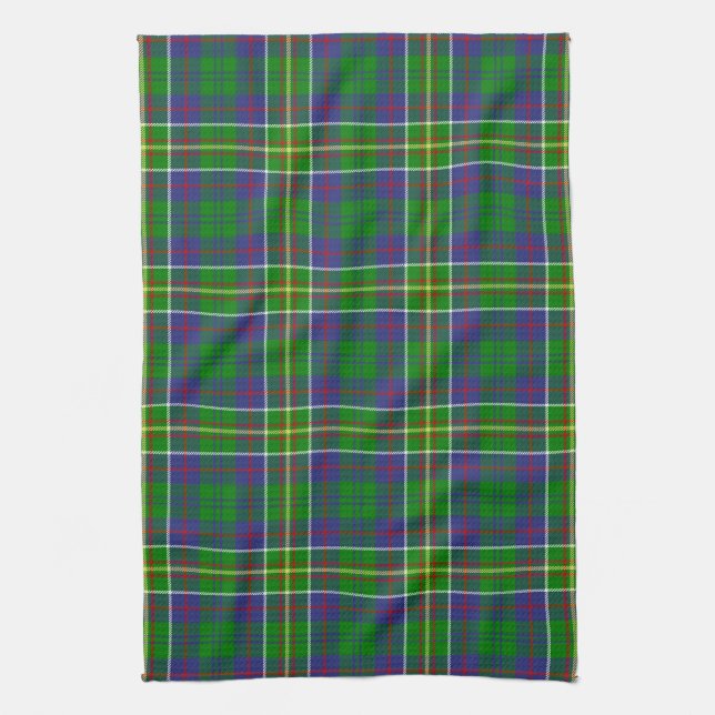 Scottish Clan Hunter Tartan Plaid Kitchen Towel (Vertical)