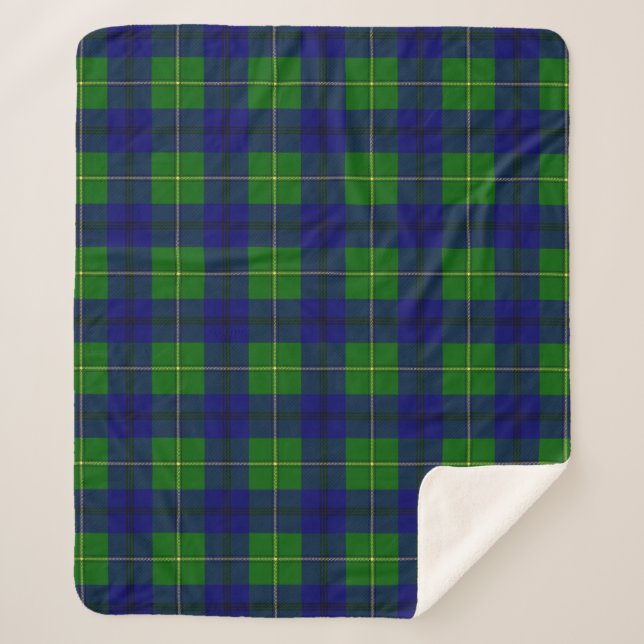 Scottish Clan Johnston Tartan Plaid Sherpa Blanket (Front)