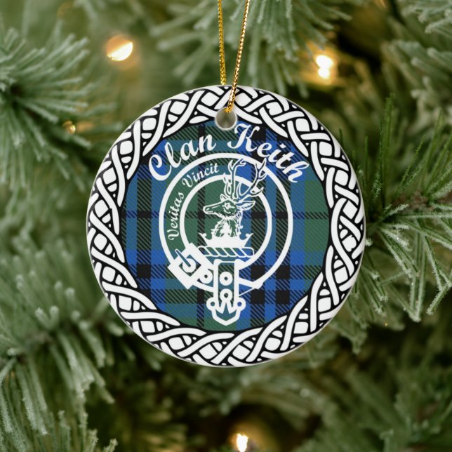 Scottish Clan Keith Tartan and Crest Ceramic Ornament (Tree)