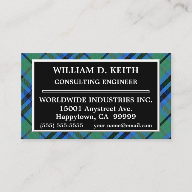 Scottish Clan Keith Tartan Plaid Business Card (Front)