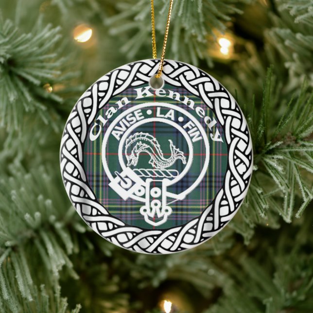 Scottish Clan Kennedy Tartan and Crest Ceramic Ornament (Tree)