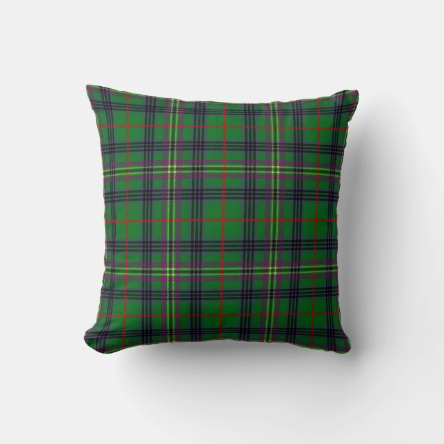Scottish Clan Kennedy Tartan Plaid Throw Pillow (Front)