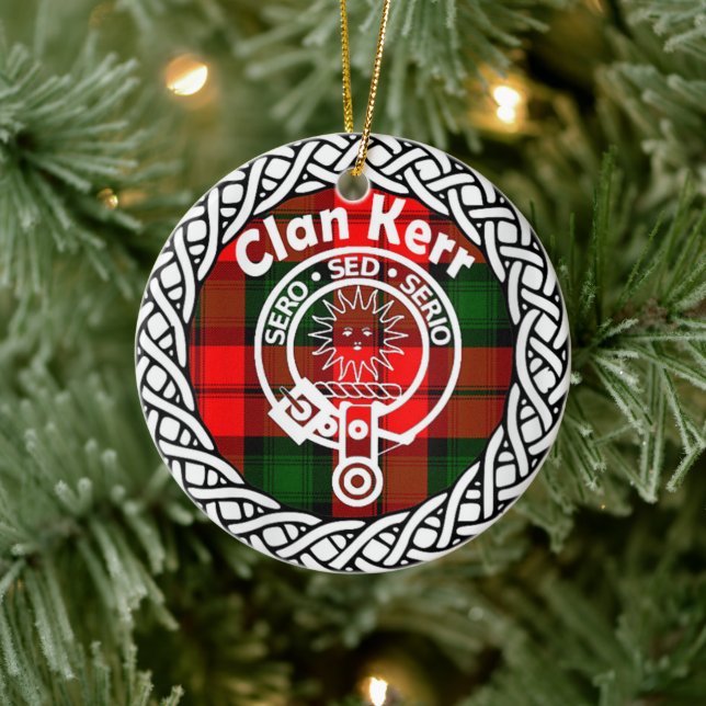Scottish Clan Kerr Tartan and Crest Ceramic Ornament (Tree)