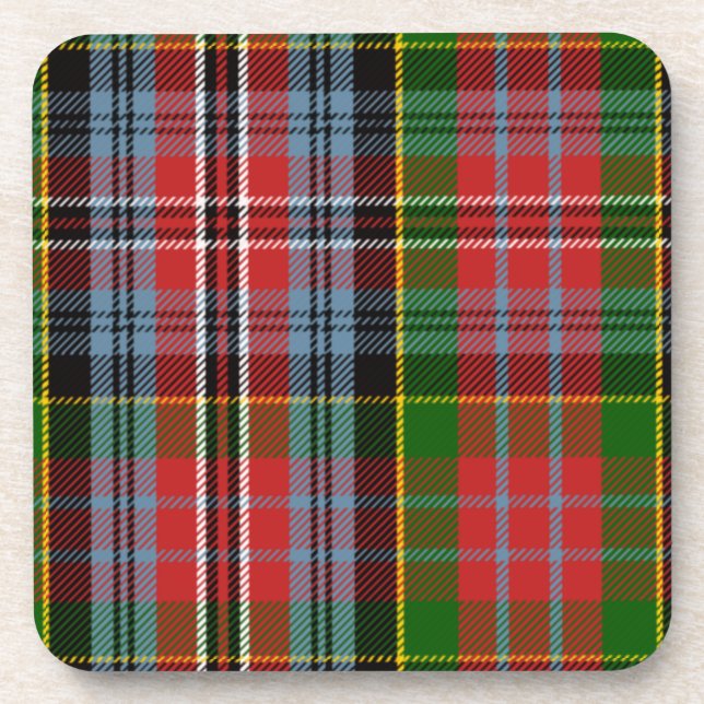 Scottish Clan Kidd Tartan Plaid Beverage Coaster (Front)