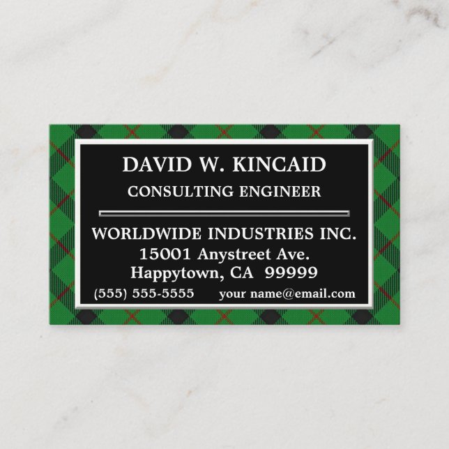 Scottish Clan Kincaid Tartan Plaid Business Card (Front)