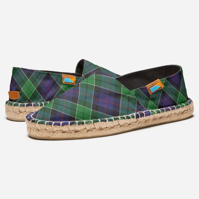 Scottish Clan Leslie Hunting Tartan Plaid Espadrilles (Angled)