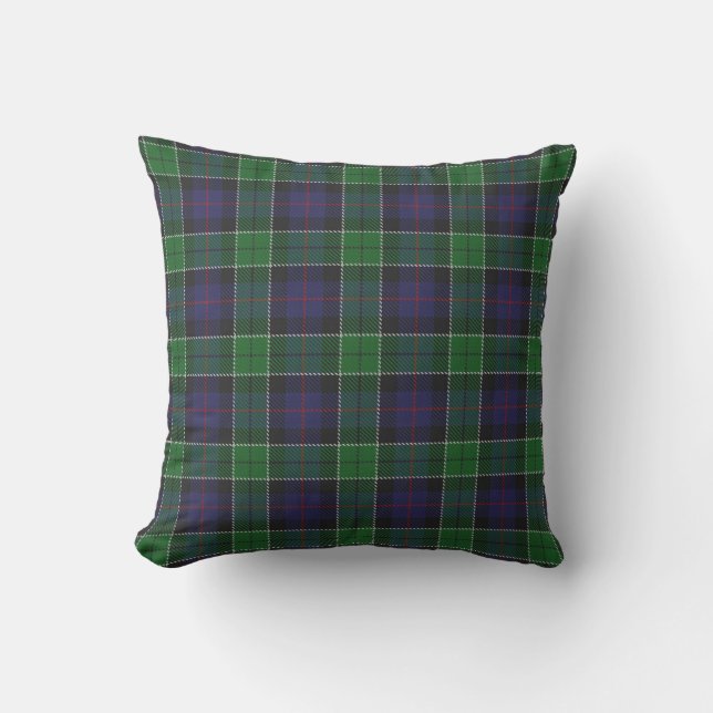 Scottish Clan Leslie Hunting Tartan Throw Pillow (Front)