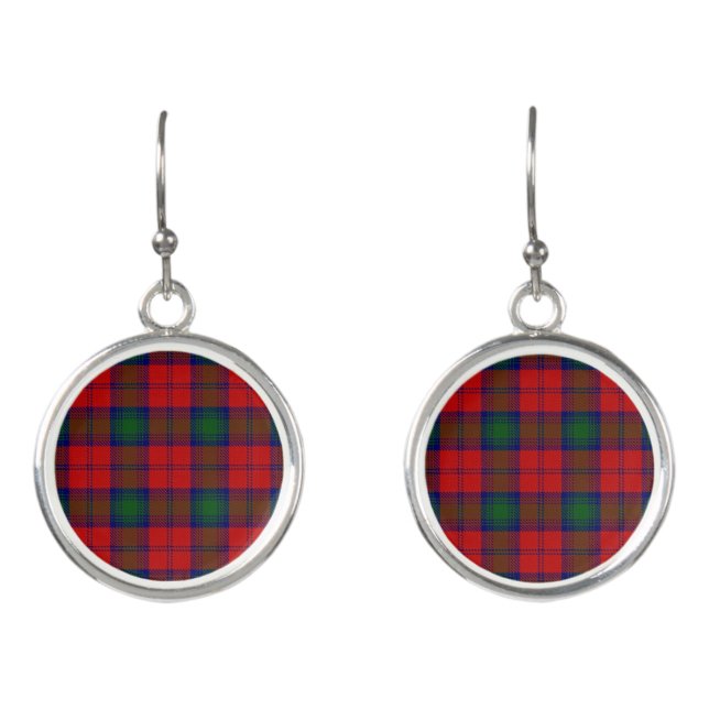Scottish Clan Lindsay Lindsey Tartan Plaid Earrings (Front)