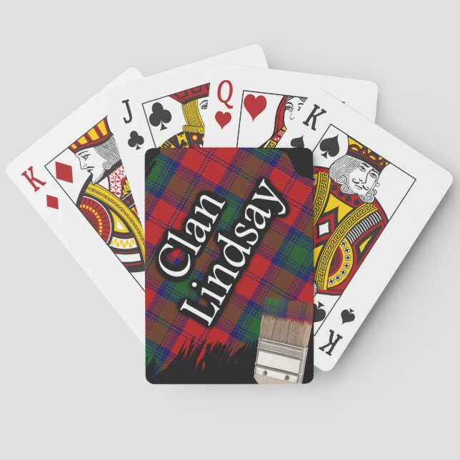 Scottish Clan Lindsay Tartan Paint Brush Poker Cards (Back)