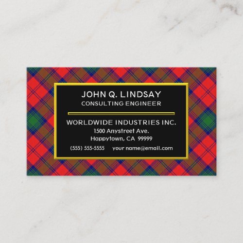 Scottish Clan Lindsay Tartan Plaid Business Card