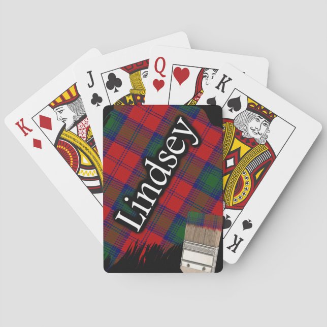Scottish Clan Lindsey Lindsay Tartan Paint Brush Poker Cards (Back)