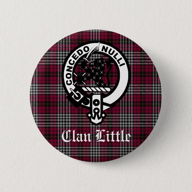 Scottish Clan Little Crest Badge and Tartan Custom Button (Front)