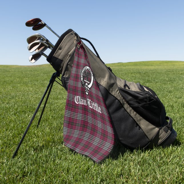 Scottish Clan Little Crest Badge and Tartan Custom Golf Towel (Green)