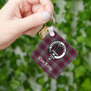 Scottish Clan Little Crest Badge and Tartan Custom Keychain
