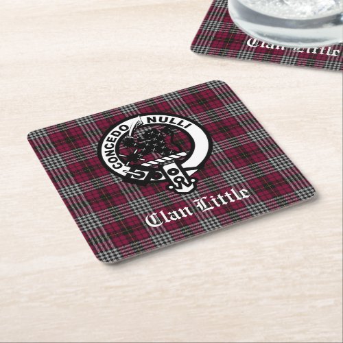 Scottish Clan Little Crest Badge and Tartan Custom Square Paper Coaster