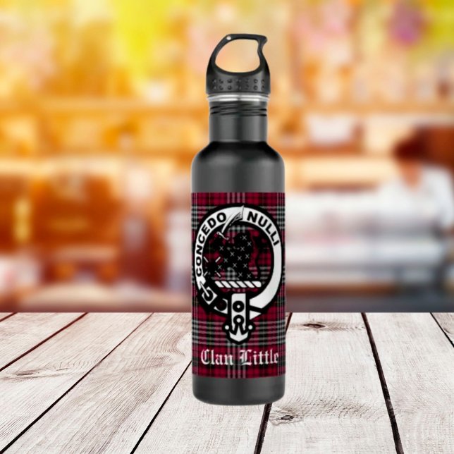 Scottish Clan Little Crest Badge and Tartan Custom Stainless Steel Water Bottle (Creator Uploaded)