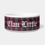 Scottish Clan Little Tartan Plaid   Bowl<br><div class="desc">Scottish Clan Little dress tartan plaid pattern.  Custom text block in white Old English font</div>