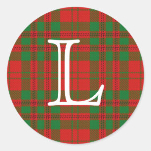 Scottish Clan Livingstone Tartan With Monogram Classic Round Sticker