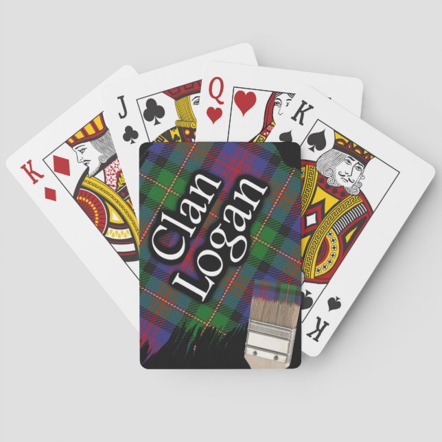 Scottish Clan Logan Tartan Paint Brush Poker Cards (Back)