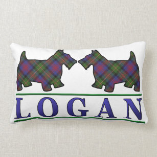 Scottish Clan Logan Tartan Scottie Dogs Lumbar Pillow