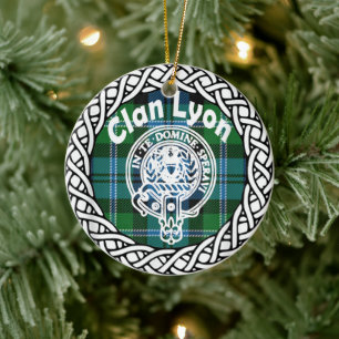 Scottish Clan Lyon Tartan and Crest Ceramic Ornament