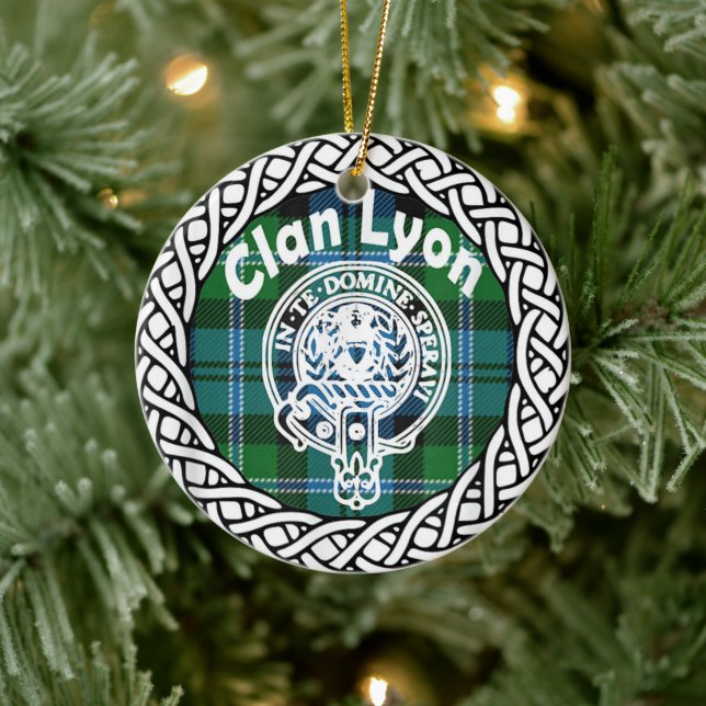 Scottish Clan Lyon Tartan and Crest Ceramic Ornament (Tree)