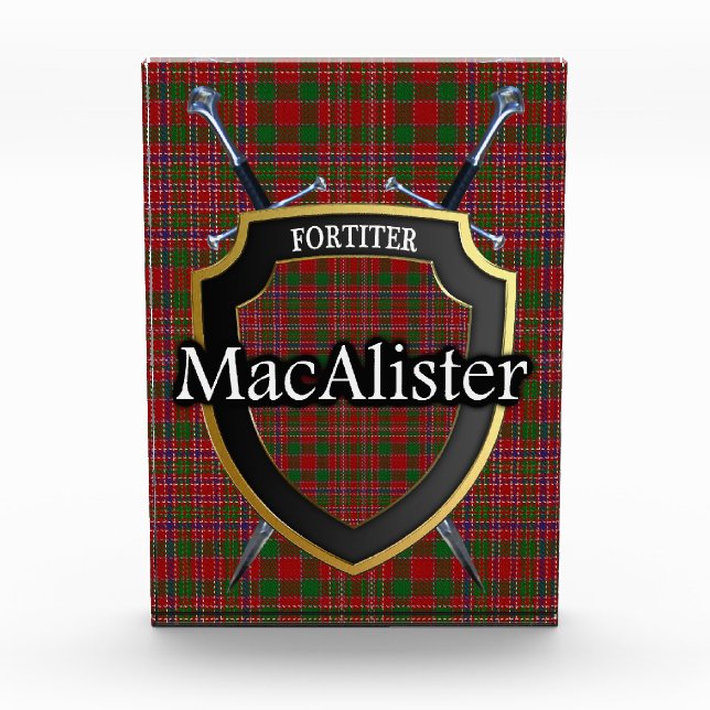 Scottish Clan MacAlister Tartan Photo Block (Front)