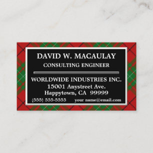 Scottish Clan MacAulay Tartan Plaid Business Card