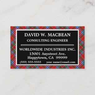 Scottish Clan MacBean MacBain Tartan Plaid Business Card