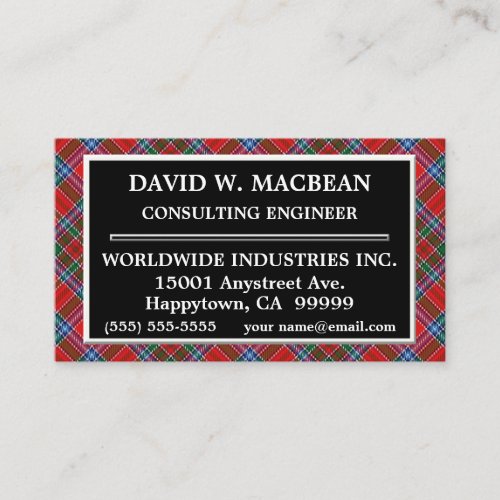 Scottish Clan MacBean MacBain Tartan Plaid Business Card
